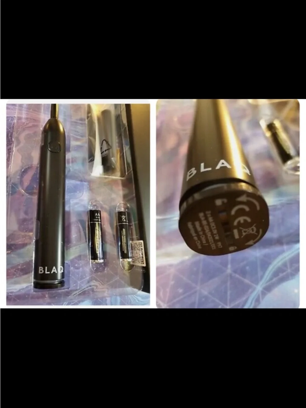 BLAQ Battery Powered Toothbrush Kit NEW Handle, 2 Heads, Batteries NEW $65